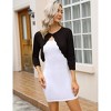 WhizMaxWomen's Cropped 3/4 Sleeve Cardigans Elegant Crochet Open Front Shrug Sweaters Knit Shrug Sweaters Bolero for Dresses - 2 of 4