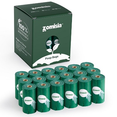 ZOMISIA Compostable Dog Poop Bags - Unscented Dog Waste Bags with Holder, Extra Thick 100% Leakproof, BPI Certified Poop Rolls