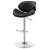 Adjustable Black Bar Stool with Chrome Base and Wood Back, Sleek Upholstered Seat, Modern Design for Home Bars - 4 of 4