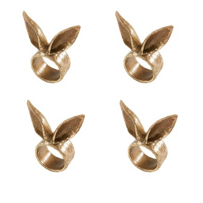 Golden Bunny Ears Resin Table Napkin Rings, Set of 4
