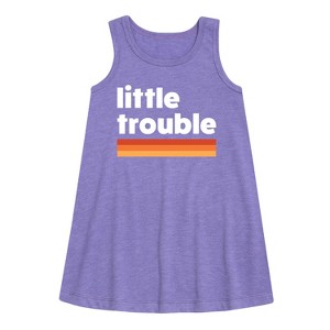Girls' - Instant Message - Trouble Little Graphic Sleeveless Aline Dress - 1 of 4