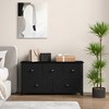 Costway Fabric Dresser Storage Unit Side Table w/ 5 Drawers Metal Frame Brown\Black Table Top - 4 of 4