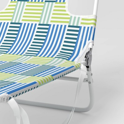 Recycled Fabric Outdoor Portable Beach Lounger Broken Stripe Blue - Sun Squad&#8482;_3