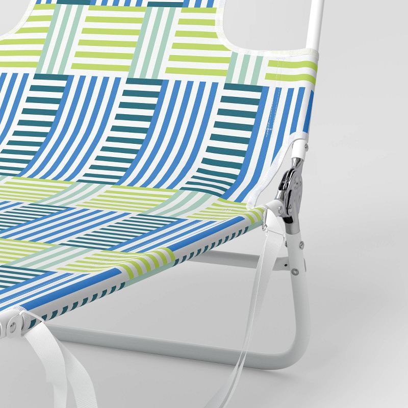 Recycled Fabric Outdoor Portable Beach Lounger Broken Stripe Blue - Sun Squad&#8482;, 5 of 7