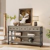 Jojoka 52.5 Inch Long Console Tables for Entryway with 3 Drawers, 3-Tier Industrial Metal Frame Sofa Table with Roman - 4 of 4