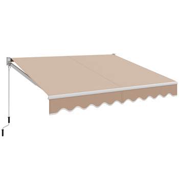 Costway 8' x 6.6' Patio Retractable Awning Sunshade Shelter w/Manual Crank Handle