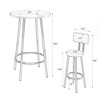Kumasinova 3-Piece Counter Height Dining Set, Round Bar Table Set, Small Dining Table with 2 Stools for 2, Kitchen Table Set with Metal Frame - 3 of 4