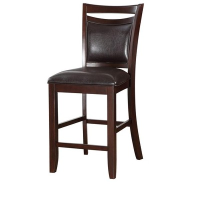 Vynxaria Set of 2 Dining Chairs Made of Dark Brown Cherry Wood, Padded Leather Back and Seat, Perfect for Dining and Living Spaces