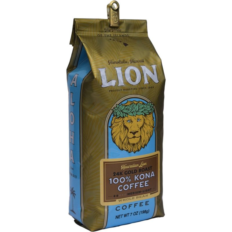 Lion Coffee 100% Kona Medium Roast Whole Bean Coffee - 7oz, 1 of 5