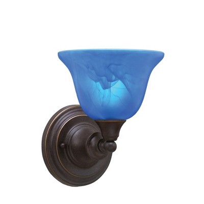 Toltec Lighting Any 1 - Light Sconce in  Dark Granite with 7" Blue Italian Shade