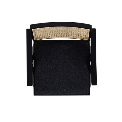 Milan Ebony Black Bouclé & Natural Wood Bar Stool Set of 3