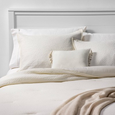 King 5pc Hollins Solid Comforter Set, Ivory Linen Duvet Cover King Size