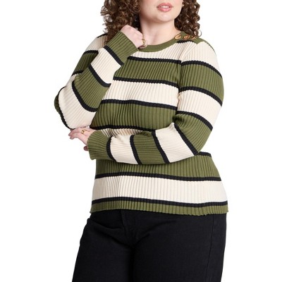 ELOQUII Women's Plus Size Hardware Detail Sweater