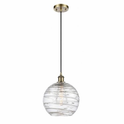 Athens Deco Swirl - 1 Light Cord Hung Mini Pendant In Industrial Style-13 Inches Tall and 10 Inches Wide