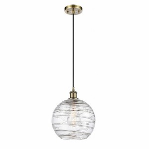 Athens Deco Swirl - 1 Light Cord Hung Mini Pendant In Industrial Style-13 Inches Tall and 10 Inches Wide - 1 of 1