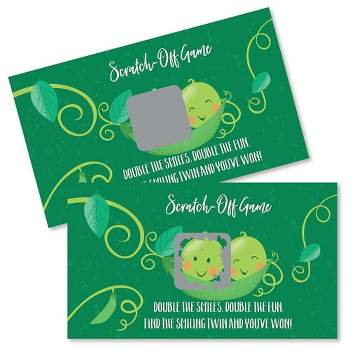 Big Dot of Happiness Double the Fun - Twins Two Peas in a Pod - Baby Shower or First Birthday Party Game Scratch Off Cards - 22 Count