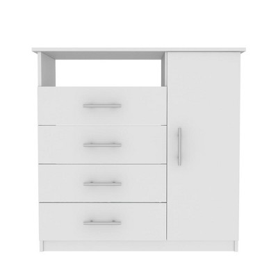 NicBex 4 Drawers Dresser for Bedroom with 1 Open Shelf and 1 Cabinet,Chest of Drawers with Metal Handles Design,Storage Dressers for Bedroom