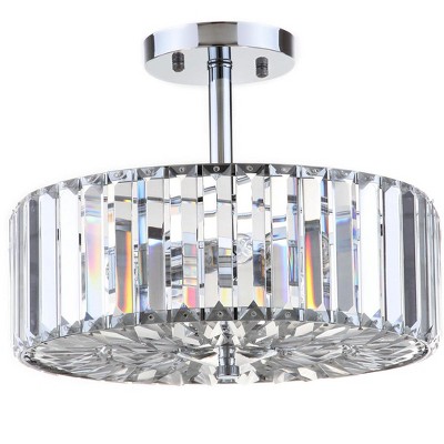 Ariel Contemporary Chrome & Crystal 13.5" LED Drum Ceiling Light