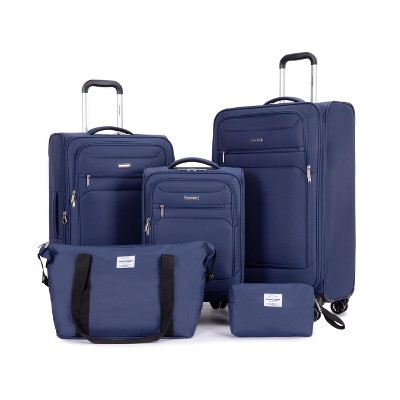 Whisen 5-Piece Set(18/23/27 in.) Luggage Sets Lightweight Softshell Suitcase with Travel Bag and Toiletry Bag