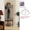 Kings Brand Furniture Kandinsky Corner Entryway Hallway Rack with Bench & 6 Hooks, Black - 2 of 3