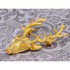 Anna-Kaci Vintage Retro Golden Tone Deer Antler Stag Moose Elk Head Animal Lapel Brooch Pin - 2 of 4