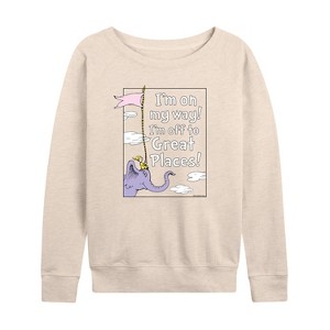 Women's - Dr. Seuss - I'm On My Way Lightweight French Terry Wide Neck Long Sleeve Shirt - 1 of 4