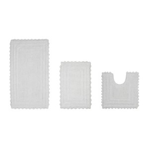 Lilly Crochet Collection 100% Cotton Tufted Reversible 3-Piece Bath Rug Set – Super Absorbent, Machine Washable Bathroom Mats with Crochet Pattern - 1 of 4