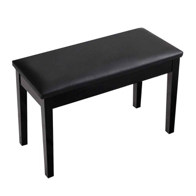 thumbnail image 2 of Kunova Duet Piano Bench - Black Solid Wood With Leather Seat | Storage Compartment For Sheet Music | Two-Person Keyboard Bench 2 of 10