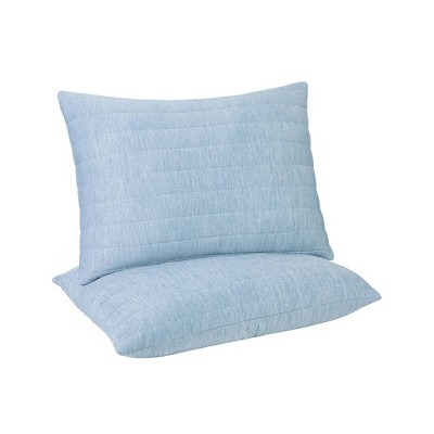 Blue Quilted Cooling Hypoallergenic Polyester Bed Pillow