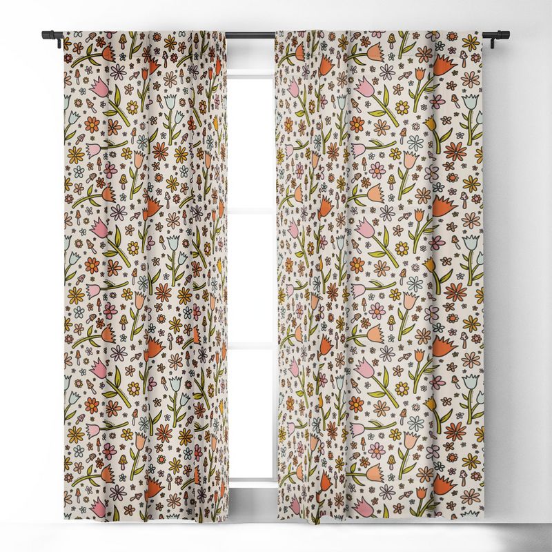 Doodle By Meg Tulip Print Set of 2 Panel Blackout Window Curtain - Deny Designs, 3 of 5