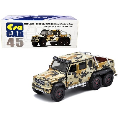 Mercedes Benz G63 AMG 6x6 Pickup Truck w/Spotlight Brown Woodland Camo "1st Special Edition" 1/64 Diecast Model Car by Era Car