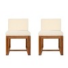 Coolbibila Modern Outdoor Fabric Upholstered Dining Chairs Set of 2,Outdoor Patio Solid Acacia Wood Dining Room Chair,Kitchen Chair - 3 of 4