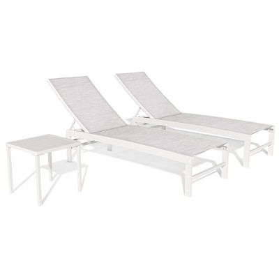 Pellebant Outdoor Aluminum Mesh Chaise Lounge Chairs and Side Table, Sun Lounger with Adjustable Backrest