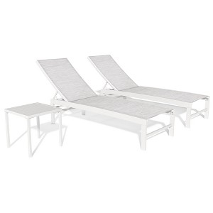 Pellebant Outdoor Aluminum Mesh Chaise Lounge Chairs and Side Table, Sun Lounger with Adjustable Backrest - 1 of 4