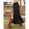 INSPIRE CHIC Women's Pleated Summer Casual High Waist Side Slit A Line Maxi Tiered Skirt - 4 of 4