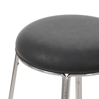 Southlake Black Vinyl Backless Metal Counter Stool with Chrome Frame