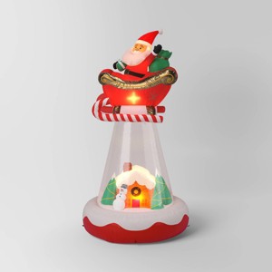 10' Christmas Indoor/Outdoor Lighted Inflatable Santa in Sleigh Over the House - Wondershop™ - 1 of 4