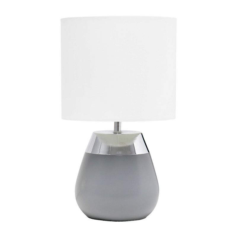 14" Tall Modern Contemporary Two-Tone Metallic Bedside 4 Settings Touch Table Desk Lamp - Simple Designs, 1 of 9