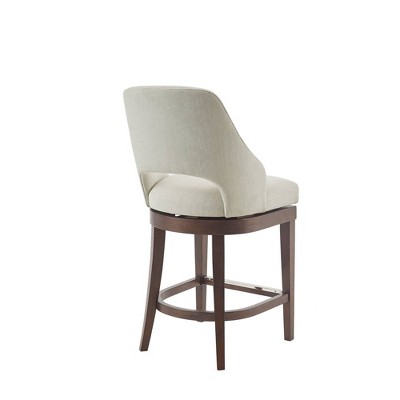 Elegant Transitional Cream Upholstered Swivel Counter Stool