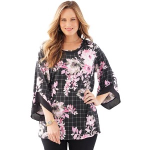 Catherines Women's Plus Size Flutter Sleeve Tunic - 1 of 4