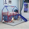 Okak Twin Size Metal House Loft Bed with Slide & Curtain Set & Star Stickers,Contemporary Bed Frame for Bedroom,Kids Room - 2 of 4