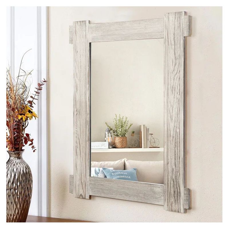 Neutypechic Farmhouse Wood Frame Rectangle Decorative Wall Mirror, 1 of 5