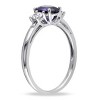 EVERLY JEWELRY | 10K White Gold 1.57 CT TGW Created Blue and White Sapphire 3-Stone Ring with Diamonds Accent - 2 of 4