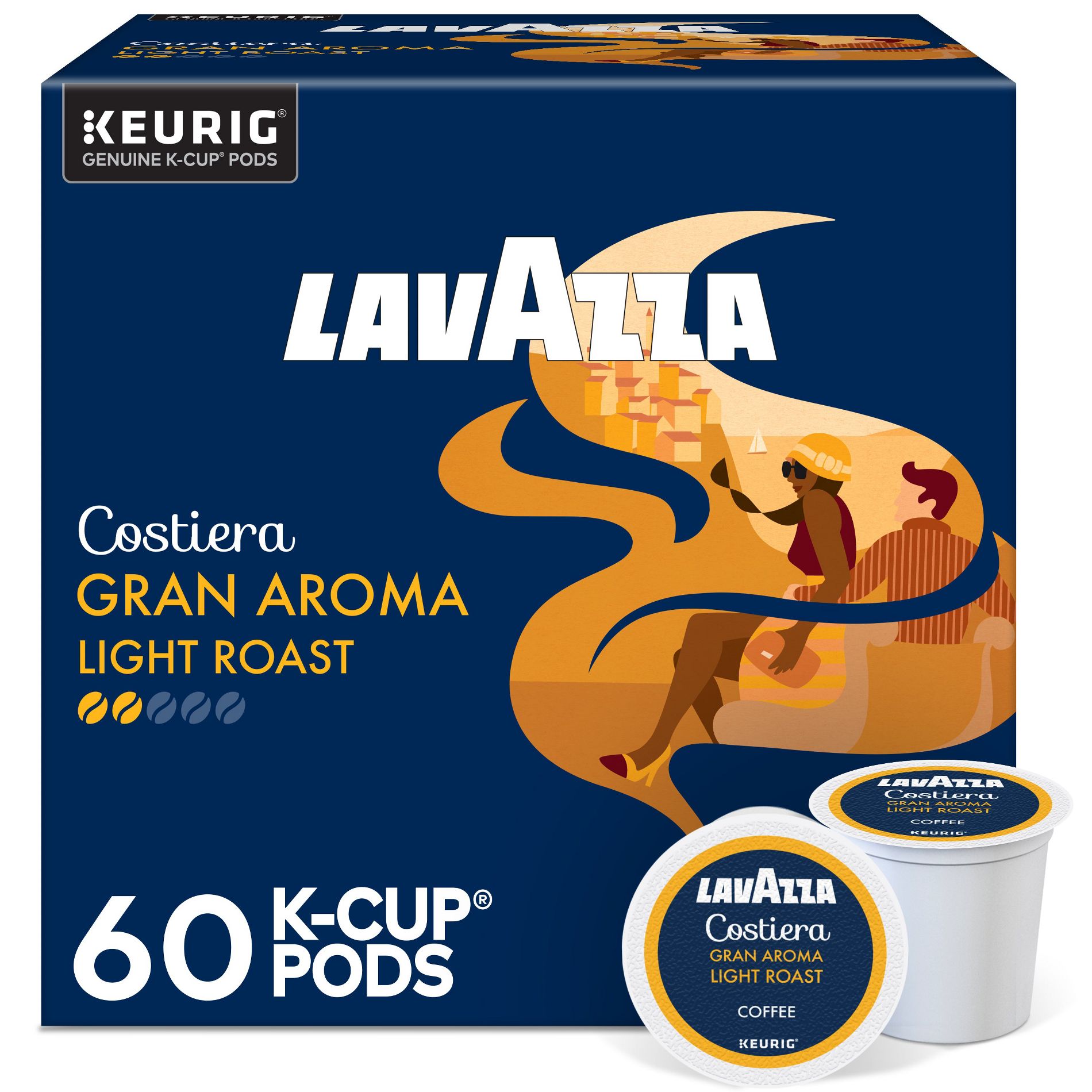 Lavazza Costiera Gran Aroma Keurig K-Cup® Pods, Light Roast, 100% Arabica (60 Pods)