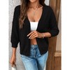 Womens Lightweight Summer Cropped Cardigan 3/4 Sleeve Button up Thin Bolero Crochet Knit Shrug Sweater - 2 of 4