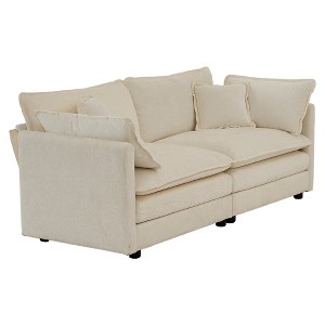 Dexmalle Upholstered Loveseats Sofa with 4 Pillows,Beige - 1 of 4