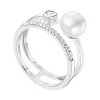 Slickblue Contemporary 0.15 Ct. CZ & Freshwater Pearl Double Band Ring for Women, Rhodium-Plated Silvertone, Sizes 5-10 - 3 of 3