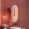 Wooakway 34"H*20"W Recessed Metal Medicine Cabinet Oval Wall Cabinet Bathroom Storage Cabinet with 2 Adjustable Shelves - 3 of 4