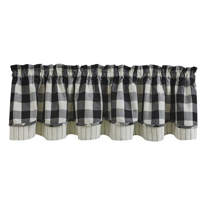 Park Designs Buffalo Check Lined Layered Black Valance 16