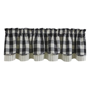 Park Designs Buffalo Check Lined Layered Black Valance 16"L - 1 of 3